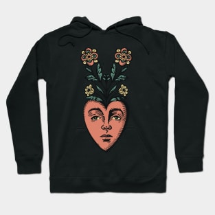 Traditional Tattoo Heart with Botanicals Hoodie